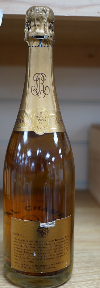 A bottle of Louis Roederer Cristal Champagne, 1985. Condition - good